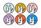 Pastel rabbits hand drawn vector icon logo in cartoon doodle kawaii style