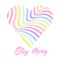 Pastel rainbow heart background, inspirational quote lettering - Stay strong