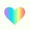 Pastel rainbow heart lined gradient shape, isolated on an off white background
