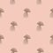 Pastel seamless doodle pattern with jellyfish silhouettes. Beige wild exotic ornament on soft pink background. Aqua print