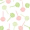 Pastel seamless pattern with candies. Lollipops isolated