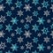 Pastel snowflakes blue gray winter in the night dark blue sky pattern seamless .