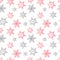 Pastel snowflakes pink gray winter pattern seamless