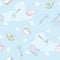 Pastel spring dazzling blue sky seamless pattern