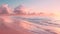 Pastel sunset sky with fluffy clouds over a peaceful beach