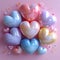Pastel symphony of love hearts afloat in sweet serenity. Generative AI