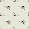 Pastel tones white and pink crane bird animal seamless pattern in doodle style. Grey light background. Animal print