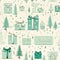 Pastel vintage christmas seamless pattern in charming vector style for a festive ambiance