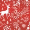 Pastel vintage reindeer christmas pattern with red and white elements, in a charming vector style