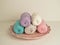 Pastell coloured woolen balls for crocheting and handicraft