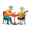 Pastime Of Senior Man And Woman Couple Vector