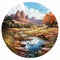 Pastoral Charm: A Digital Airbrushed Illustration Of A Desert River