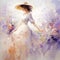 Pastoral Charm: A Dynamic Brushwork Of A Girl In A White Dress