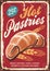 Pastries bakery sign. Bread, cakes,cookies, pastry and baked goods retro promotional poster