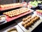 Pastries, pastries on the table in the restaurant. Hotel interior, buffet table, dessert, all inclusive