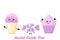 Pastry cakes and ice cream icon set with cone ice cream cake cookies donuts dessert and cherry vectors over white