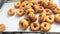 Pastry chef prepare sweets fried in the try in confectionery