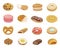 Pastry desserts flat color vector illustrations set