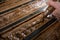 Pastry in his workshop preparing Chocolate Yule logs