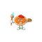 Pastry orange pie character mascot with painter