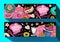 Pastry shop cafe banners template. Colorful sweets labels, emblem. Hand drawn vector