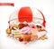 Pastry shop, confectionery. Sweet dessert. 3d vector