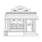 Pastry store shop exterior, desserts and bread, confectionery cafe building. Graphic for marketing or retail, front view