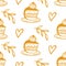 Pastry, sweet bakery seamless pattern with baked goods