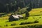 Pasture and alpine huts in Toggenburg, Canton St. Gallen, Switzerland