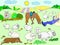 Pasture sheep with a shepherd and dog coloring for children cartoon vector illustration