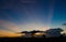 Pasture silhouette with a colorful sunset background