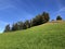 Pastures and meadows on the slopes over the Lake Lucerne or Vierwaldstaetersee lake Vierwaldstattersee and Alpnachersee Lake