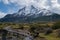 Patagonia mountains, river and bridge