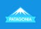 Patagonia, Vector emblem in blue color of South American Patagonia - Emblem for travel and tourism web site