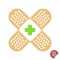 Patch medical flat with red cross. Adhesive band icon illustration.