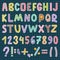 Patchwork alphabet font letters symbol style decoration vector illustration