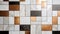 Patchwork arrangement of white marble and bronze tiles