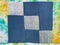 Patchwork cloth with blue and silver fabrics