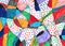 Patchwork colorful hand drawn pattern with dots and multiple colors