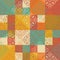 Patchwork design. Colorful square tiles with floral ornaments