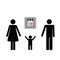 Patchwork family concept pick up the son pictogram