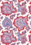 Patchwork paisley motif mask. Decorative ornament for fabric, textile, and wrapping paper. Indigo paisley patter