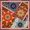 Patchwork pattern in ethnic style with flowers mandalas.