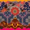 Patchwork quilt. Endless pattern with bright oriental ornaments and red flowers  in vector. Print for fabric