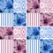 Patchwork seamless floral lilly pattern texture background strip