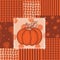 Patchwork seamless pattern. Pumpkin, carrots, stripes, cage, flowers and peas. Ornaments in bright colors. Vector