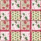 Patchwork seamless pattern strawberry floral