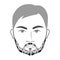 Patchy Beard style men in face illustration Facial hair mustache. Vector grey black portrait male Fashion template flat