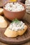 Pate of smoked fish with sour cream and dill on toast