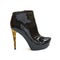 Patent-leather shiny black shoe with high heel